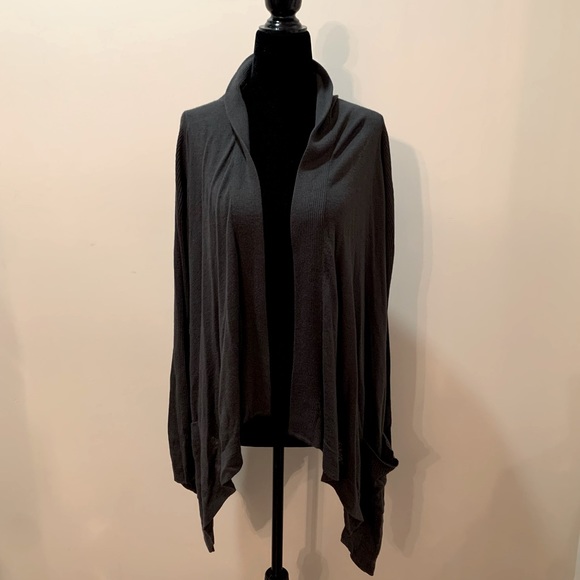 Talula Babaton Open Drape Waterfall Cardigan, Dark/Charcoal Gray in Medium - Picture 1 of 11